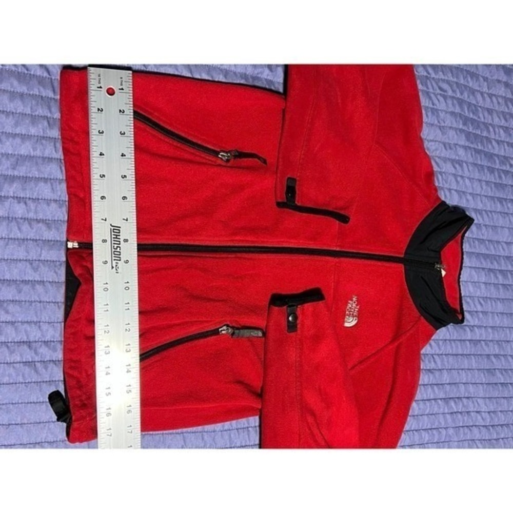 The North Face Youth Red Full Zip Fleece Jacket Mock Neck Size Medium M/M - Picture 6 of 12